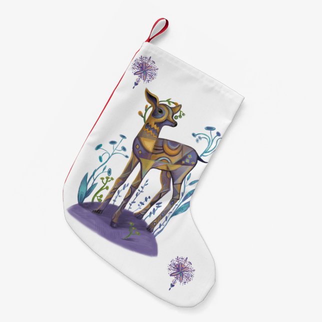 Meia De Natal Pequena veado de natal (Frente (Pendurada))