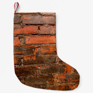 Meia De Natal Pequena Velho muro de tijolo de pedra, envelhecido, antigo
