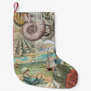 Meia De Natal Pequena verão praia vintage polvo antiguidades navegação