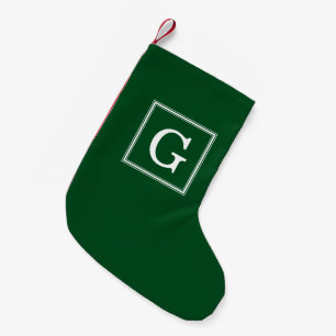 Meia De Natal Pequena Verde clássico monograma quadro