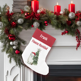 Meia De Natal Pequena Verde e Red Alpaca Fleece Navidad