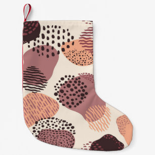Meia De Natal Pequena Vermelho Castanho Orgânico, Formas Abstrato.