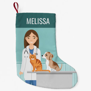 Meia De Natal Pequena Veterinária Vet Animal Médico Nome Personalizado
