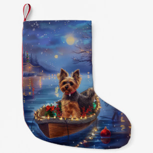 Meia De Natal Pequena Viagem Festiva de Natal do Biewer Terrier
