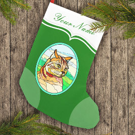 Meia De Natal Pequena Vidro Aparente Gato 1