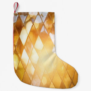 Meia De Natal Pequena Vidro de mosaico ouro brilhante