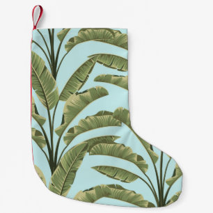 Meia De Natal Pequena Vintage Banana Leaves: Tropical Sem Costura.