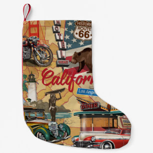Meia De Natal Pequena Vintage California poster com atrações turísticas