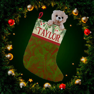 Meia De Natal Pequena Vintage Classic William Morris Green Red