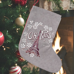 Meia De Natal Pequena Vintage Eiffel Tower Oh Paris França Daisy
