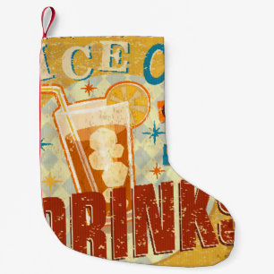 Meia De Natal Pequena Vintage Ice Fold Bebidas Sinais de metal.
