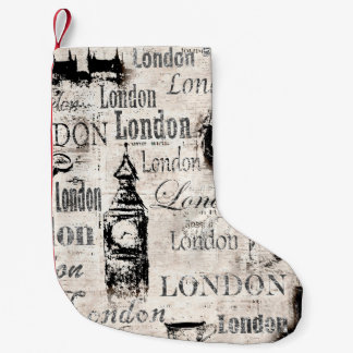Meia De Natal Pequena Vintage old newspaper paper London grunge collage 