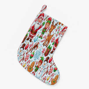 Meia De Natal Pequena Vintage Retro Vermelho Candy Cane Mundo Mágico de 