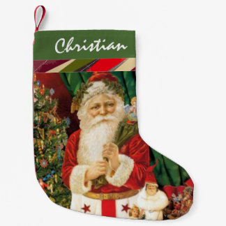 Meia De Natal Pequena Vintage Santa Claus Natal Stocks