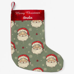 Meia De Natal Pequena Vintage Santa Claus Personalizado