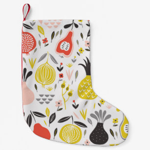 Meia De Natal Pequena vintage sem costura com frutas, flores e 