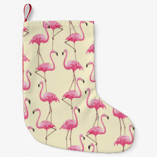 Meia De Natal Pequena vintage, sem costura, gráfica realista flamingo a