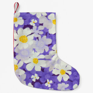 Meia De Natal Pequena Vintagem Colorida: Padrão de Flor Sem Costura