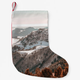 MEIA DE NATAL PEQUENA VISTA DE PÁSSARO DA MONTANHA COBERTA PELA NEVE SO