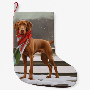 Meia De Natal Pequena Vizsla Cachorro na Neve Natal