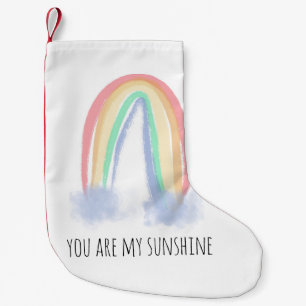 Meia De Natal Pequena Você é meu arco-íris pintado à aguarela sol