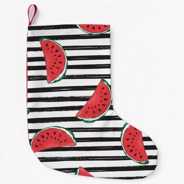 Meia De Natal Pequena Water Melon Seamless Pattern Striped (Frente)