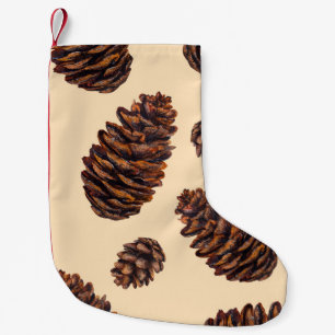 Meia De Natal Pequena Watercolor fir cone seamless pattern, watercolour 