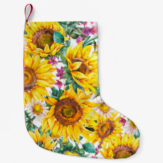 Meia De Natal Pequena Watercolor sunflowers summer vintage seamless patt