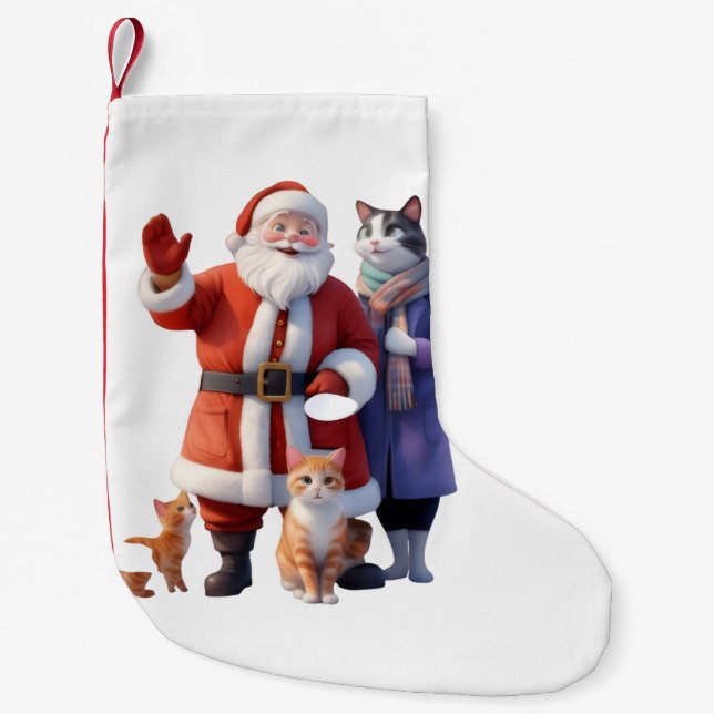 Meia De Natal Pequena Waving Goodbye in the Snow (Frente)