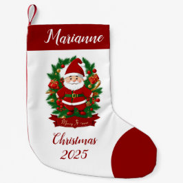 Meia De Natal Pequena Weihnachtsmann mit Tannenzweigen -