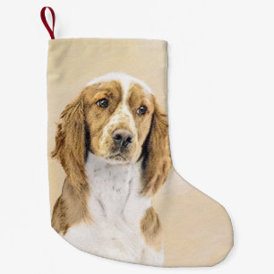 Meia De Natal Pequena Welsh Springer Spaniel Painting - Arte Original De