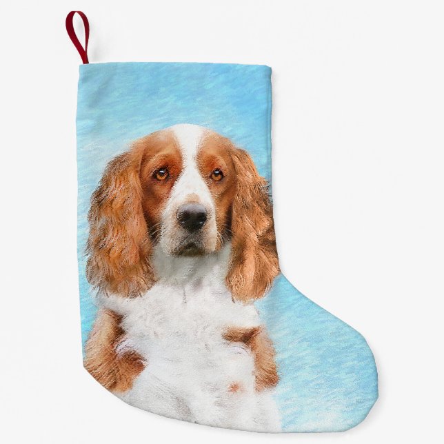 Meia De Natal Pequena Welsh Springer Spaniel Painting - Arte Original De (Frente)