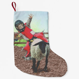 Meia De Natal Pequena Western Rodeo Cowboy Cowboy Mutton Busting