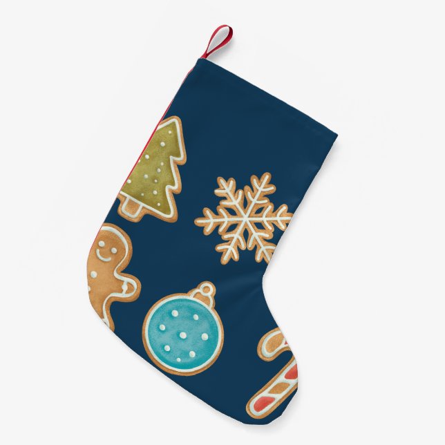 Meia De Natal Pequena Whimsical Christmas Cookie Icons (Frente (Pendurada))