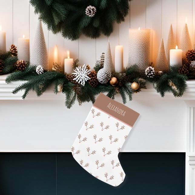 Meia De Natal Pequena Whimsical Reindeer Boho Pattern (A perfect addition to you boho Christmas decor.)