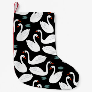 Meia De Natal Pequena White Swans Lake Seamless