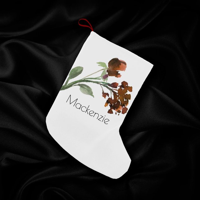 Meia De Natal Pequena Wildbloom | Terracotta Orange Bohemian Personaliza (Criador carregado)