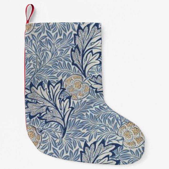 Meia De Natal Pequena William Morris Apple Fllower Design (Frente)