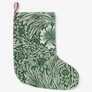 Meia De Natal Pequena william morris marigold flor verde floral