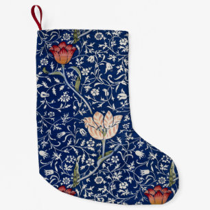 Meia De Natal Pequena William Morris Medway Tulipa Azul Floral Arte