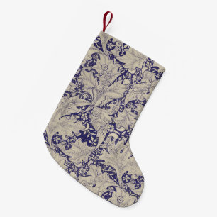 Meia De Natal Pequena William Morris Wallflower Blue damask