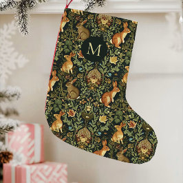 Meia De Natal Pequena William Morris Woodland Coelhos Florais Natal