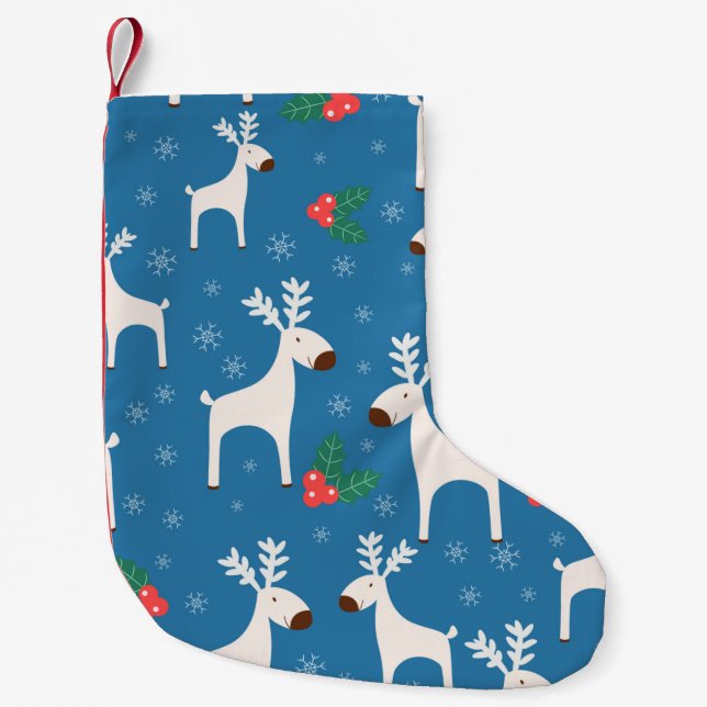 Meia De Natal Pequena Winter background with deers ( seamless pattern)an (Frente)