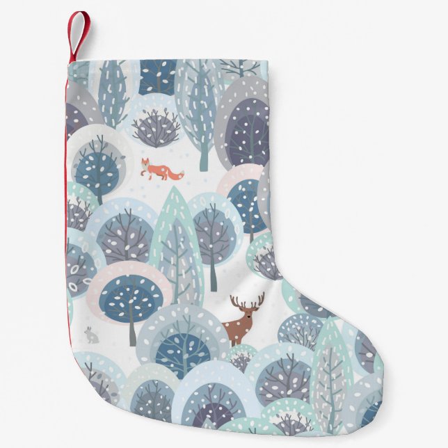 Meia De Natal Pequena Winter seamless pattern with abstract flat handdra (Frente)