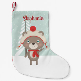 Meia De Natal Pequena Woodland Bear Christmas
