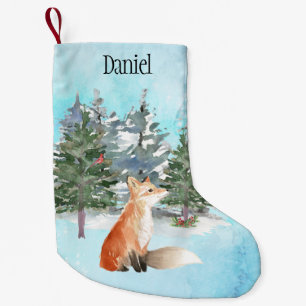 Meia De Natal Pequena Woodland Fox, Natal Personalizado