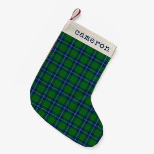 Meia De Natal Pequena Xadrez de Tartan Verde Azul Clássico Personalizad