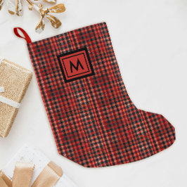 Meia De Natal Pequena Xadrez Escocês Vermelho Tecido Escocês Padrão Pret