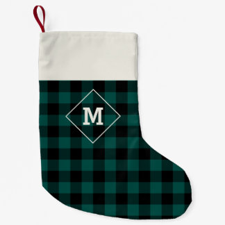 Meia De Natal Pequena Xadrez Feriado Inicial Evergreen + Black