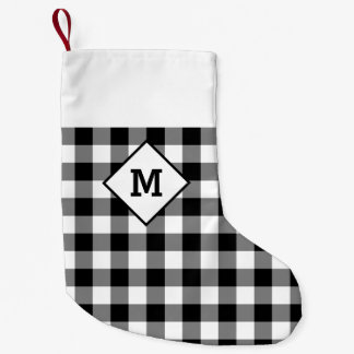 Meia De Natal Pequena Xadrez Natal Branco inicial + Preto